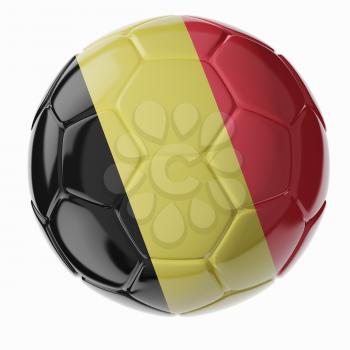 Football/soccer ball with flag of Belgium 3D render