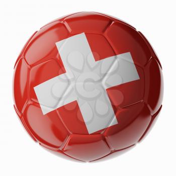 Football/soccer ball with flag of Switzerland. 3D render