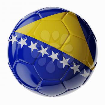 Football/soccer ball with flag of Bosnia and Herzegovina. 3D render
