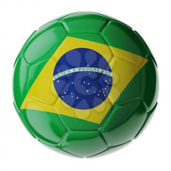Football/soccer ball with flag of Brazil. 3D render
