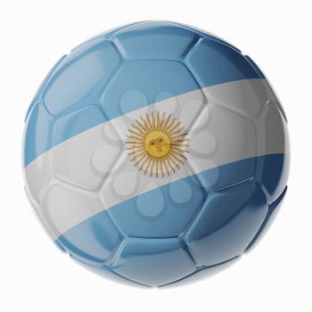 Football/soccer ball with flag of Argentina. 3D render