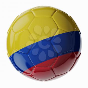 Football/soccer ball with flag of Colombia. 3D render