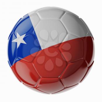 Football/soccer ball with flag of Chili. 3D render