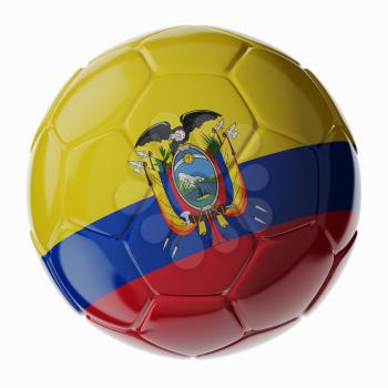 Football/soccer ball with flag of Ecuador. 3D render