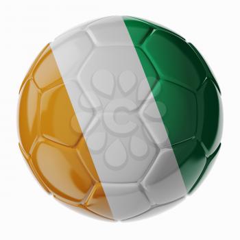 Football/soccer ball with flag of Ivory Coast. 3D render