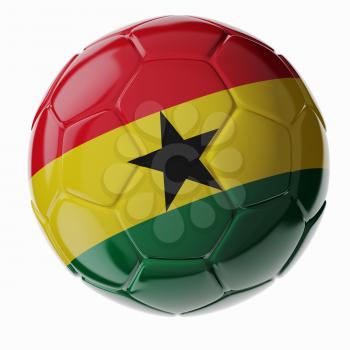 Football/soccer ball with flag of Ghana. 3D render