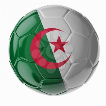 Football/soccer ball with flag of Algeria. 3D render