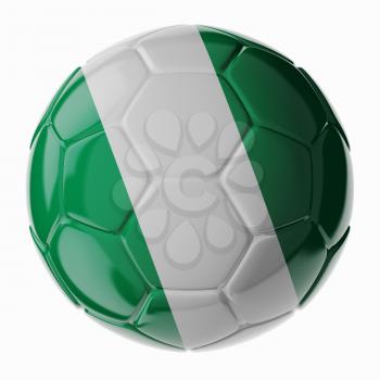 Football/soccer ball with flag of Nigeria. 3D render