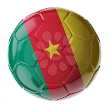 Football/soccer ball with flag of Cameroon. 3D render