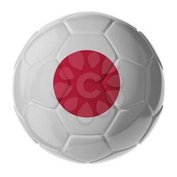 Football/soccer ball with flag of Japan. 3D render