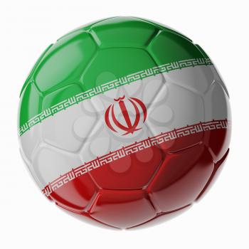 Football/soccer ball with flag of Iran. 3D render