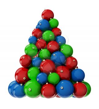 Xmas tree from multi-colored balls. 3d render with HDR