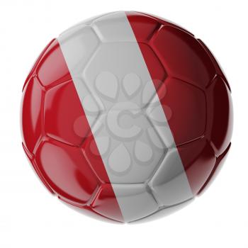 Football/soccer ball with flag of Peru. 3D render