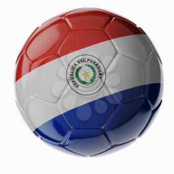 Football/soccer ball with flag of Paraguay. 3D render