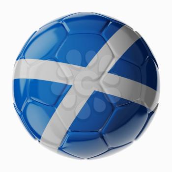 Football soccer ball with flag of Scotland. 3D render
