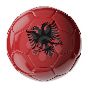 Football soccer ball with flag of Albania. 3D render
