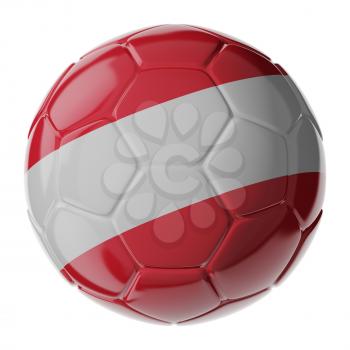 Football soccer ball with flag of Austria. 3D render