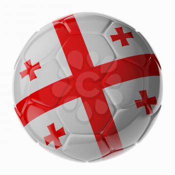 Football soccer ball with flag of Georgia. 3D render