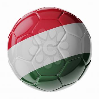Football soccer ball with flag of Hungary. 3D render