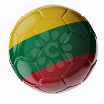 Football soccer ball with flag of Lithuania. 3D render