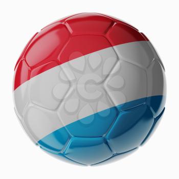 Football soccer ball with flag of Luxembourg. 3D render