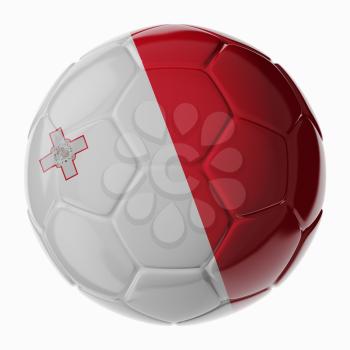Football soccer ball with flag of Malta. 3D render