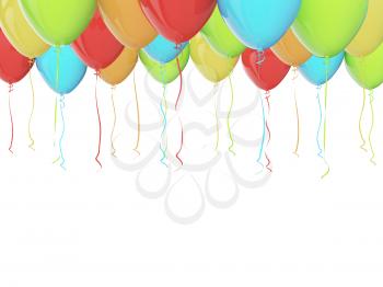 Multicolored balloons isolated on white. 3D
