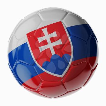 Football soccer ball with flag of Slovakia. 3D render