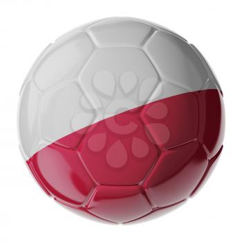 Football/soccer ball with flag of Poland 3D render