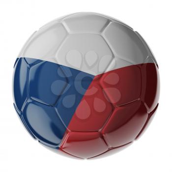 Football/soccer ball with flag of Czech Republic. 3D render