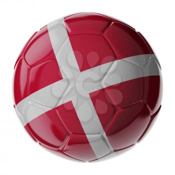 Football soccer ball with flag of Denmark. 3D render