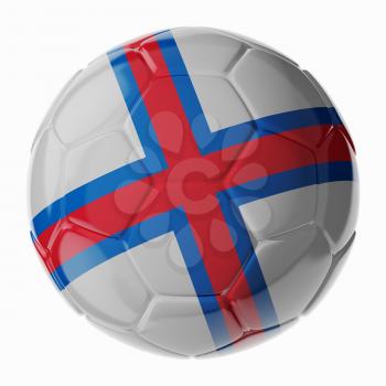 Football soccer ball with flag of Faroe islands. 3D render