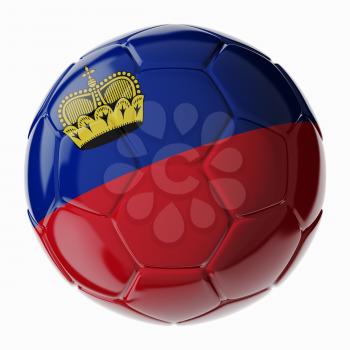 Football soccer ball with flag of Liechtenstein. 3D render
