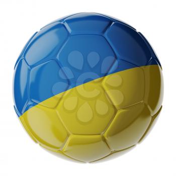 Football soccer ball with flag of Ukraine. 3D render