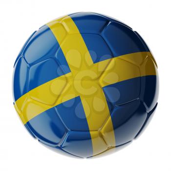 Football soccer ball with flag of Sweden. 3D render