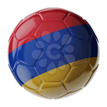 Football soccer ball with flag of Armenia. 3D render