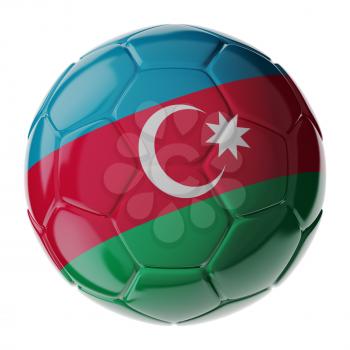 Football soccer ball with flag of Azerbaijan. 3D render
