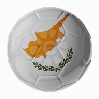 Football soccer ball with flag of Cyprus. 3D render