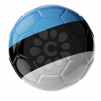 Football soccer ball with flag of Estonia. 3D render