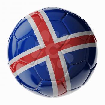 Football soccer ball with flag of Iceland. 3D render