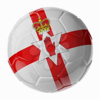 Football soccer ball with flag of Northern Ireland. 3D render