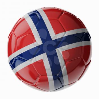 Football soccer ball with flag of Norway. 3D render