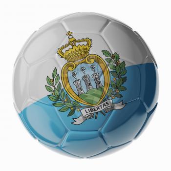 Football soccer ball with flag of San Marino. 3D render