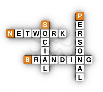 Personal Branding Social Network  (3D crossword orange series)