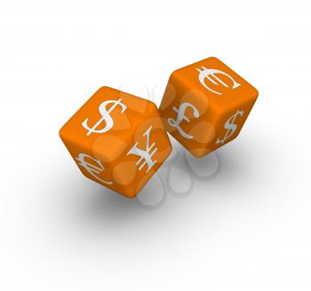 currency exchange dice icon   (3D crossword orange series)