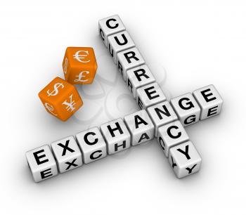 currency exchange crossword and dice   (3D crossword orange series)