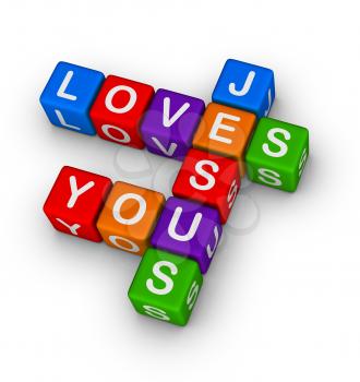 Jesus loves you multicolor symbol