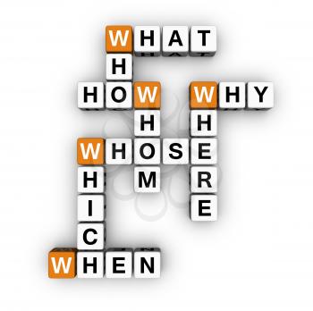 all question words crossword  (3D crossword orange series)