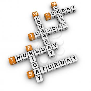 weekdays crossword  (3D crossword orange series)