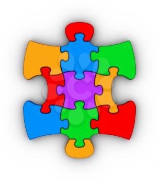colorful jigsaw piece on white background